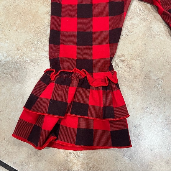 Girl Red Christmas Plaid Outfit Pants Flared Holiday Pictures Santa Size 2T (90) - Picture 4 of 4